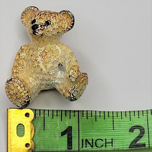 GOLD Tone Speckled Teddy Bear Brooch Pin - Picture 2 of 7